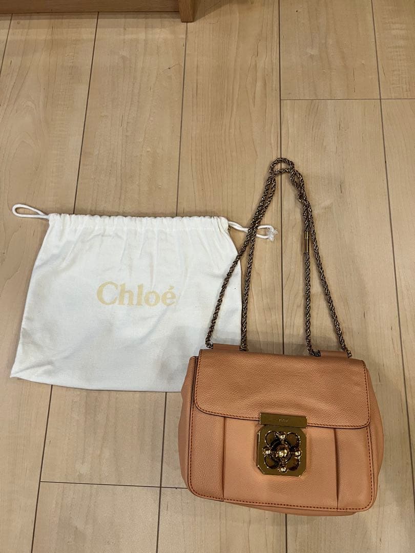 Chloé ピンク レザー チェーン　ショルダーバッグ