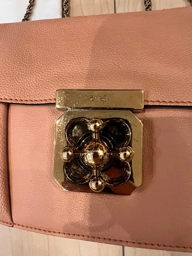 Chloé ピンク レザー チェーン　ショルダーバッグ