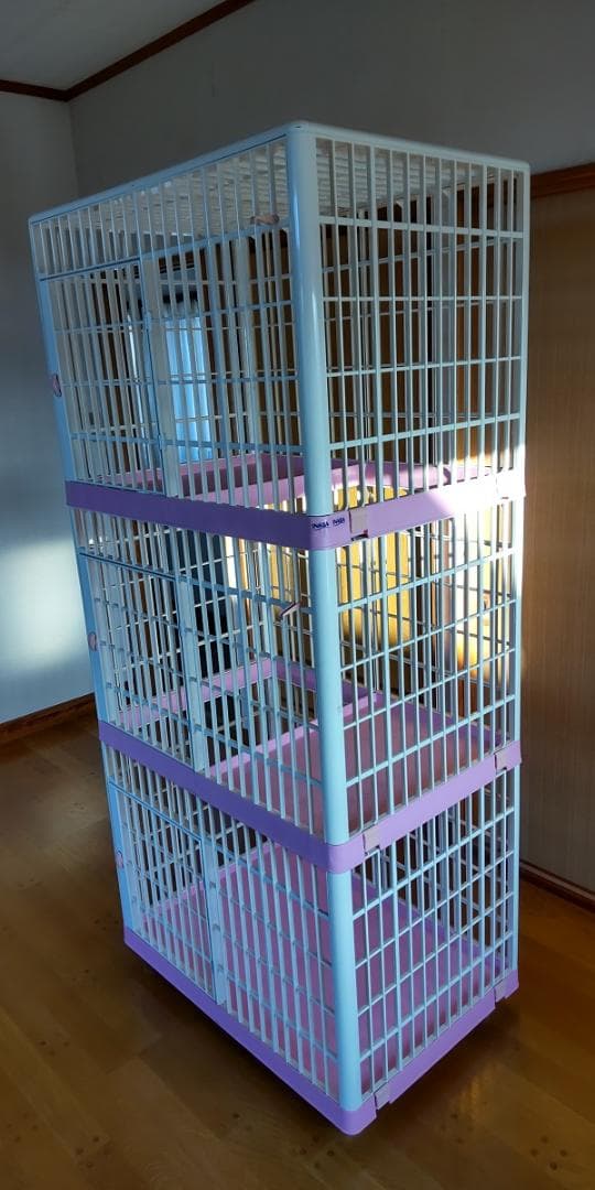 アイリスオーヤマ プラケージ ピンク 3段タイプ 　猫 ケージ キャットゲージ