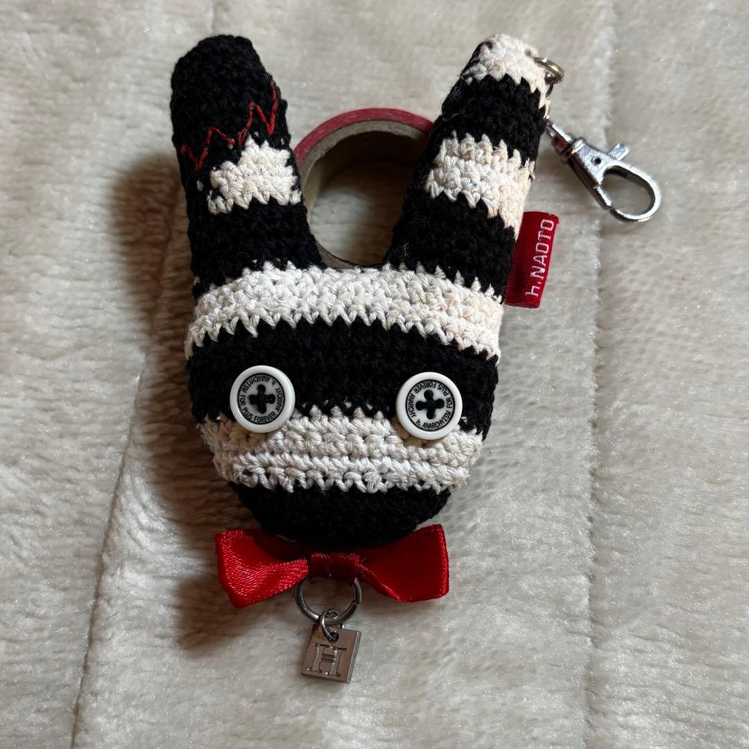 へ*可様 【Y2K】h.naoto 編みぐるみストライプウサギ　バッグチャーム