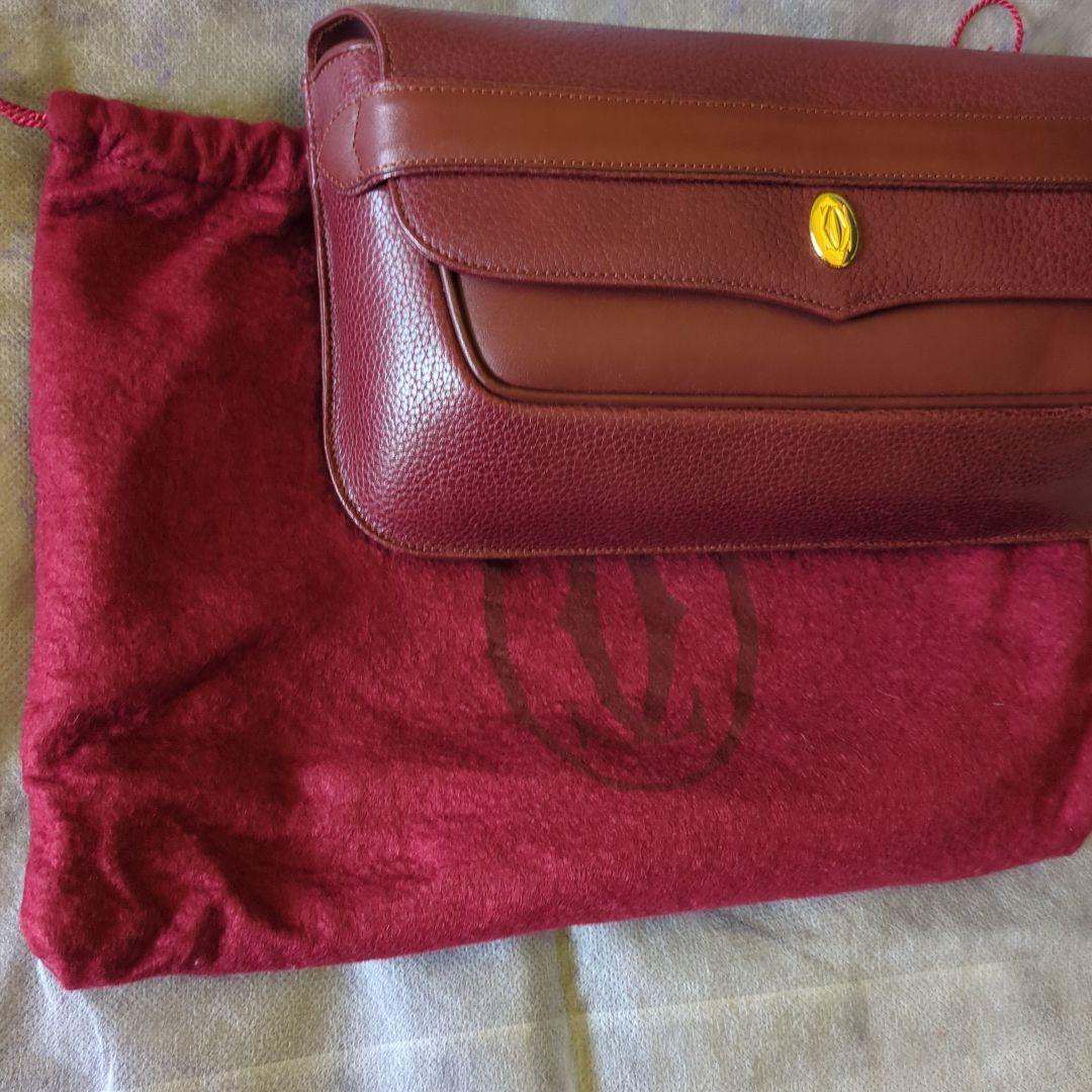 美品 Cartier カルティエ マスト クラッチバッグ バーガンディ