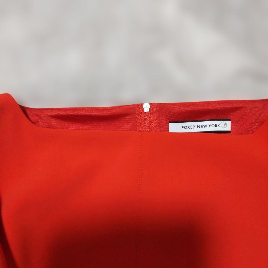 FOXEY レッド 七分袖ワンピース 38新品未使用アウトレットパック福袋