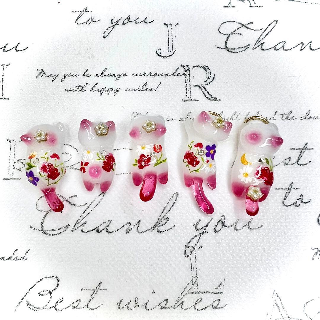 リクエスト専用　青いお花　氷　猫　5個セット