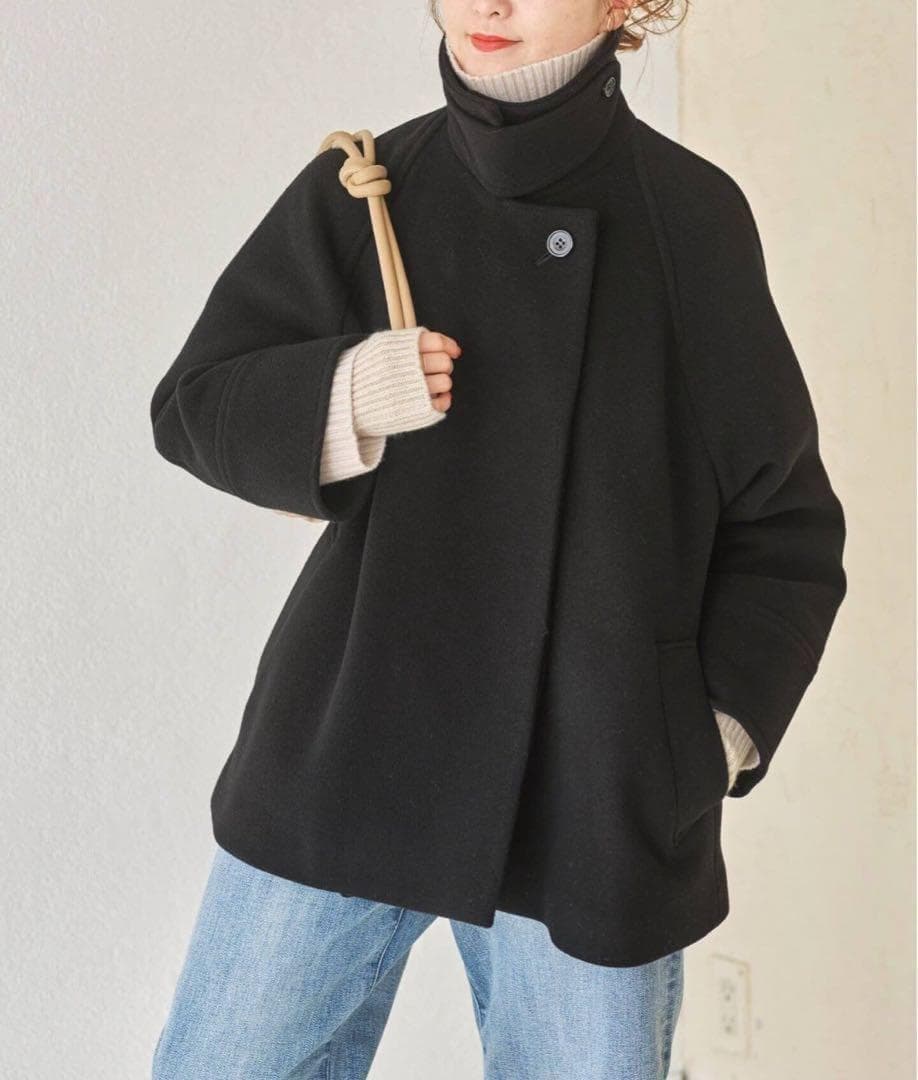 美品・完売品✨スピックアンドスパン　W/Nyモッサステンカラーショートコート