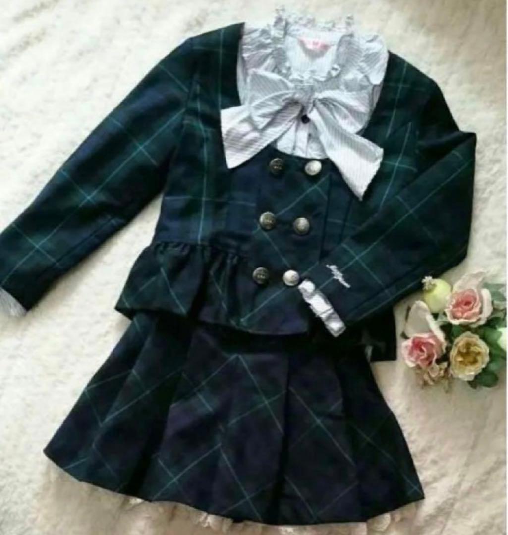【a】メゾピアノ　チェック スーツ 3点セット　120 入学式