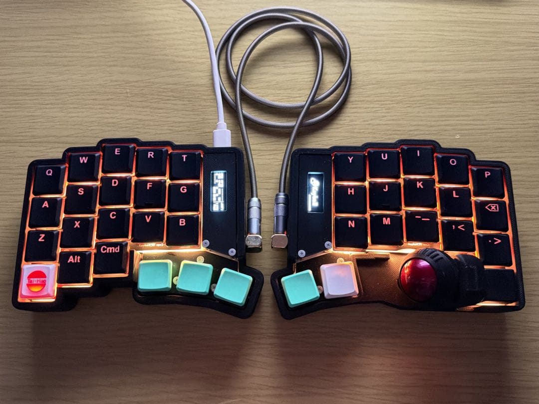 【完成品】Keyball39(LEDも実装)おまけ、ケース付き全部セット