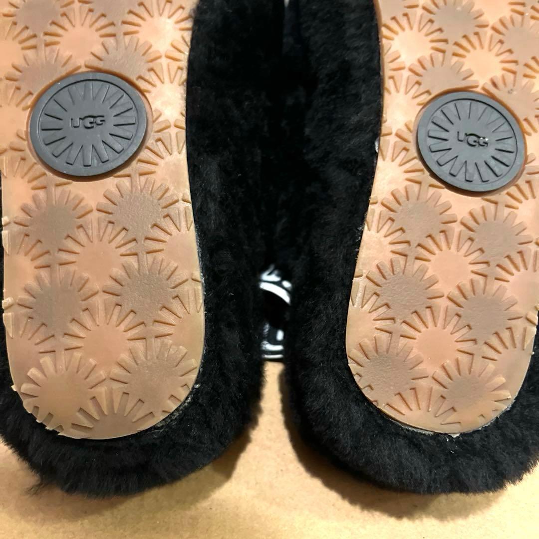 【美品】UGG ブラック ムートン　ボア スリッパ　23cm