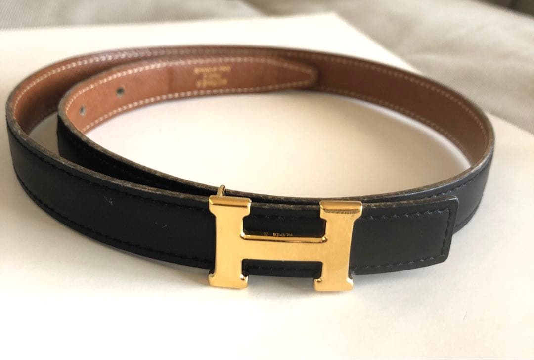 HERMES ミニコンスタントベルト リバーシブル Hバックル 黒×茶