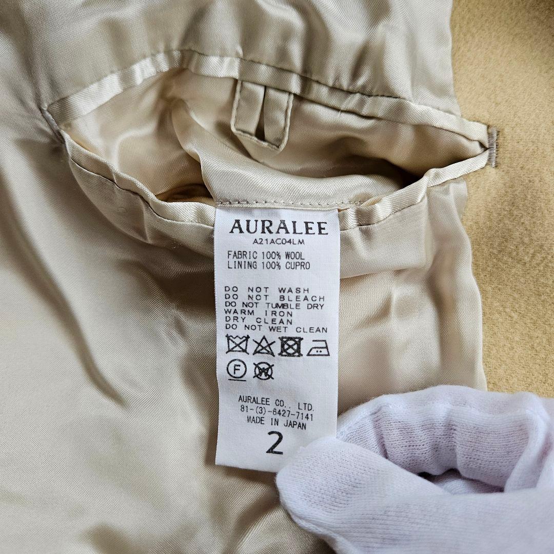【AURALEE】美品 ライトメルトンハーフコート ウール100% サイズ2