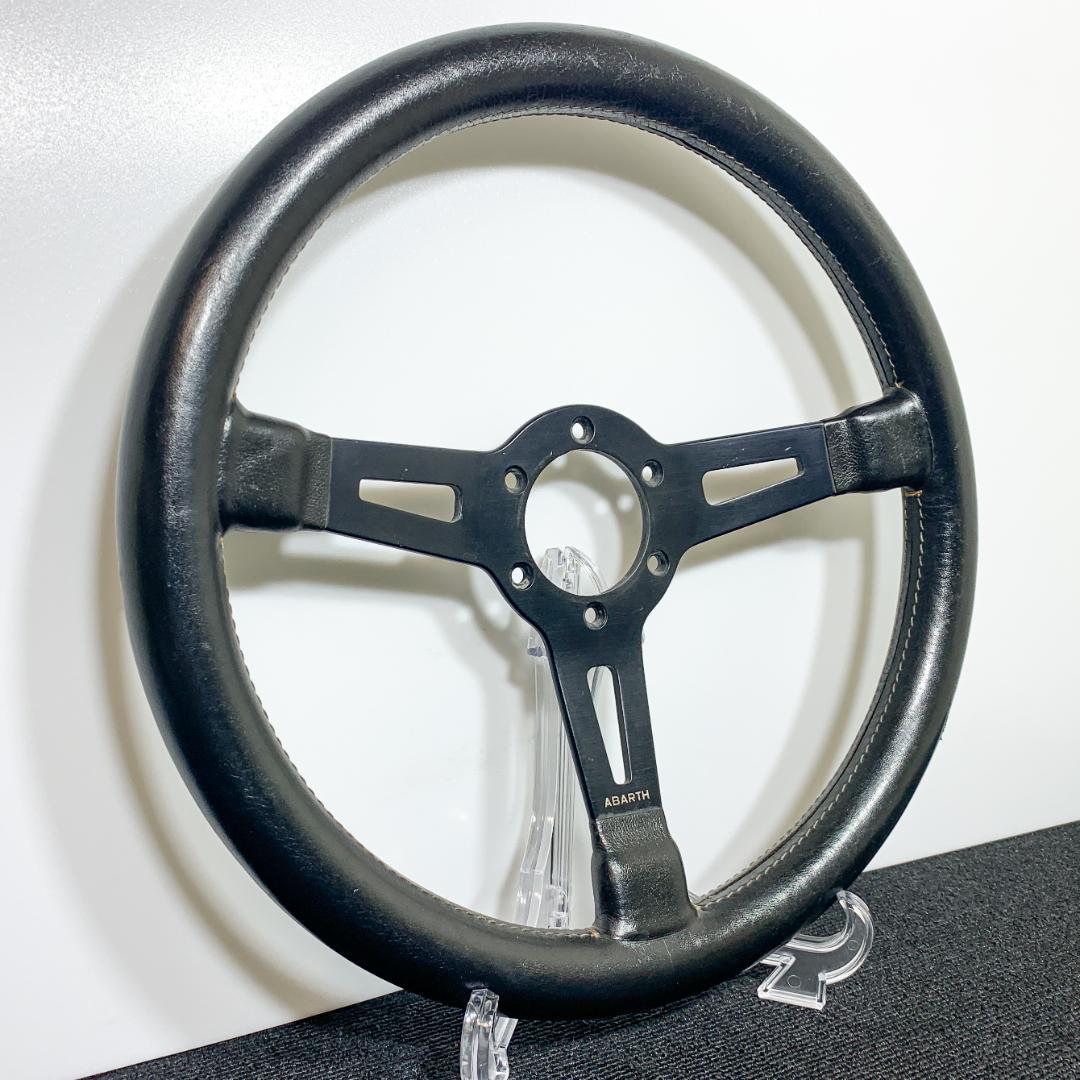 希少 アバルト ABARTH レザーステアリング 35パイ 当時物 艶有り 綺麗