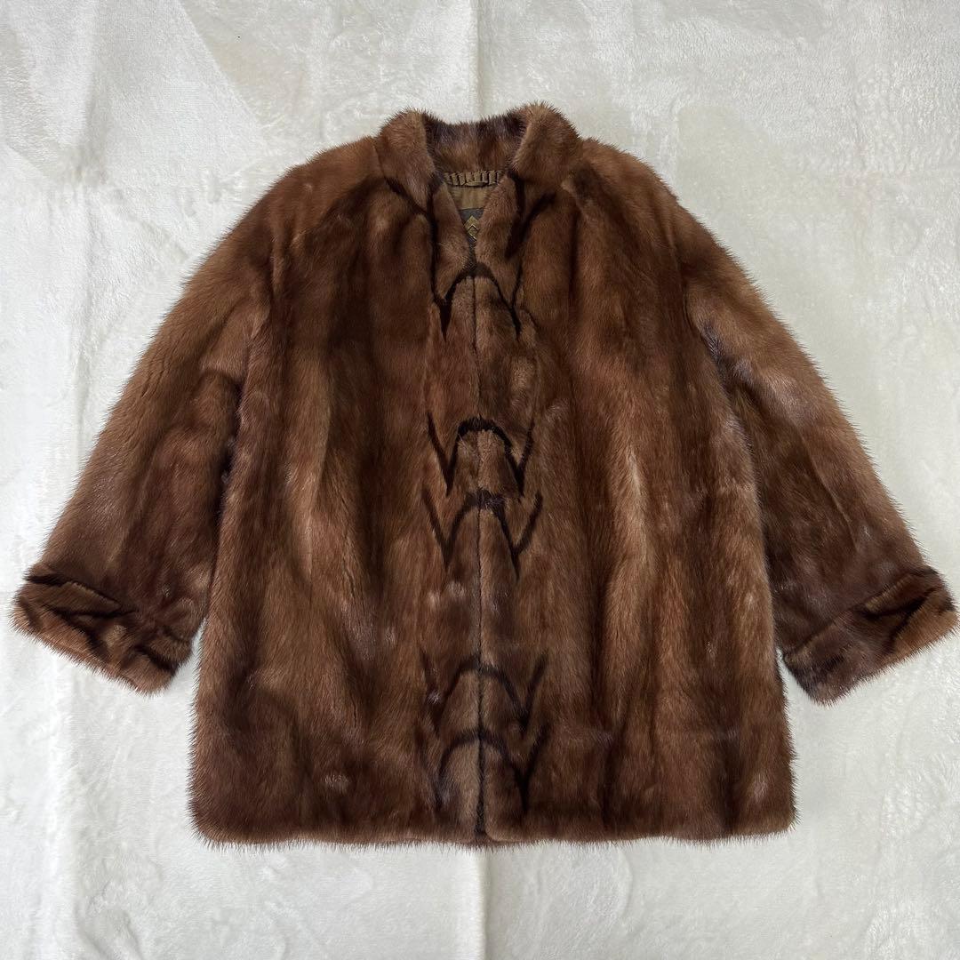 マリオヴァレンティノ ミンク 毛皮 リアルファー コート ブラウン XL 13号