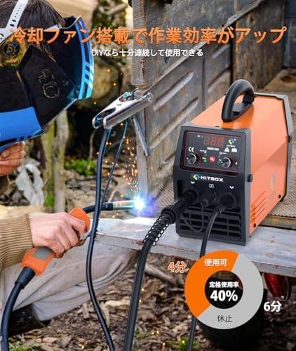 HITBOX 半自動溶接機 100V/200V兼用 120A ノンガス・アークp