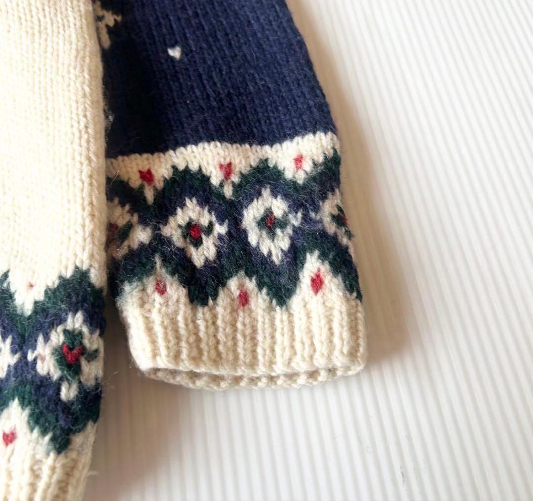 ラルフローレン　長袖ニット　ネイビー　犬　スキー　ノルディック