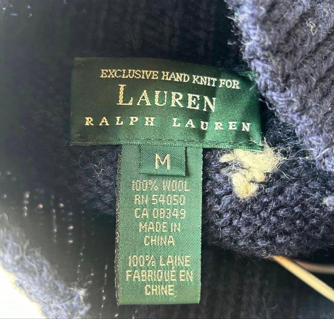ラルフローレン　長袖ニット　ネイビー　犬　スキー　ノルディック