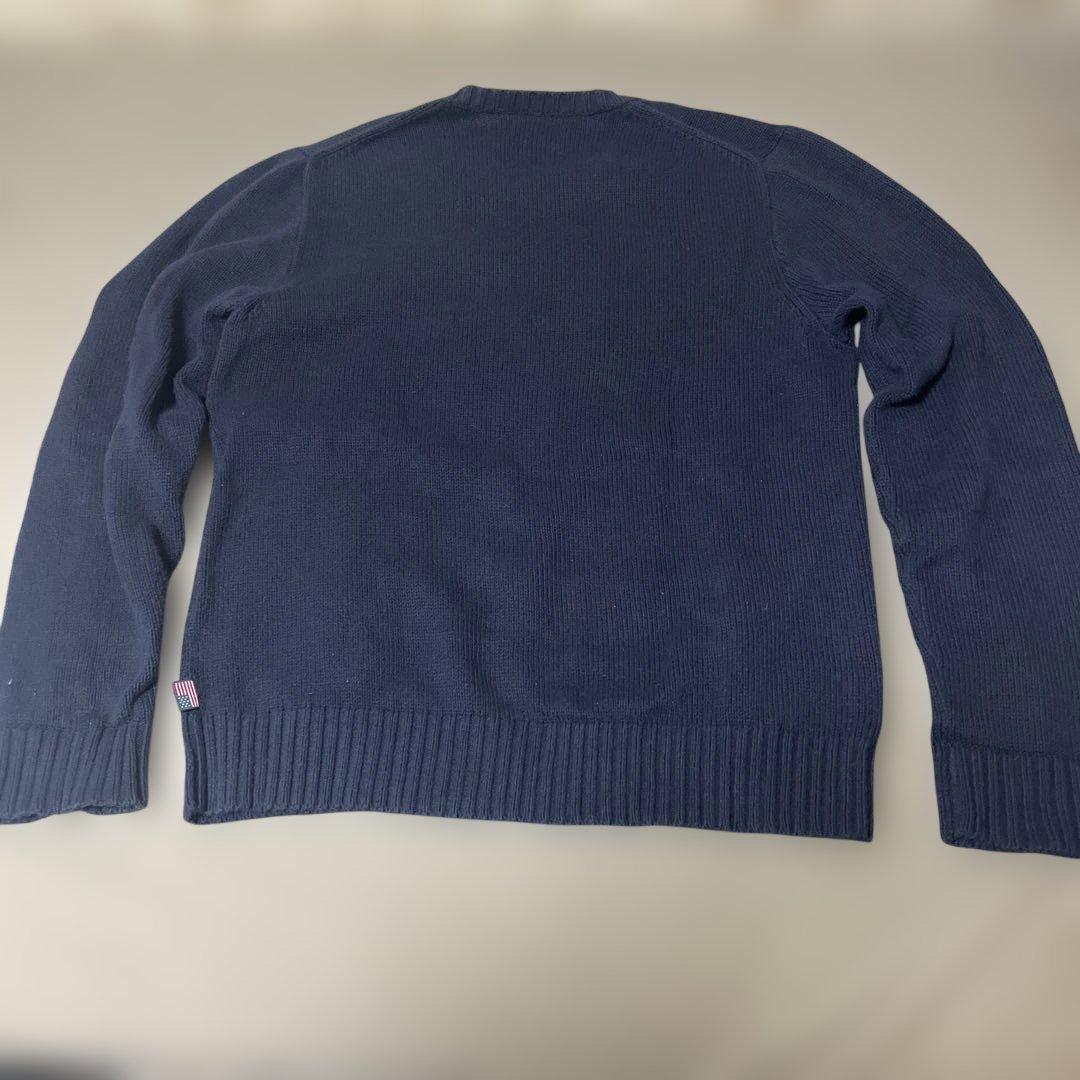 【美品】Ralph Lauren 米国製 星条旗 ニットセーター L 紺