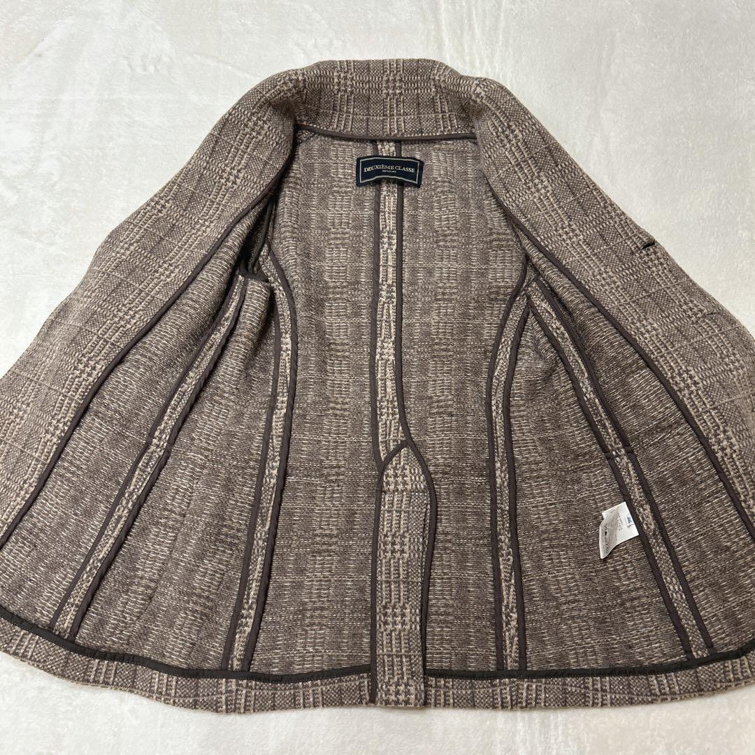 ドゥーズィエムクラス　テーラードジャケット ベルトエルボーパッチ ブラウン 36