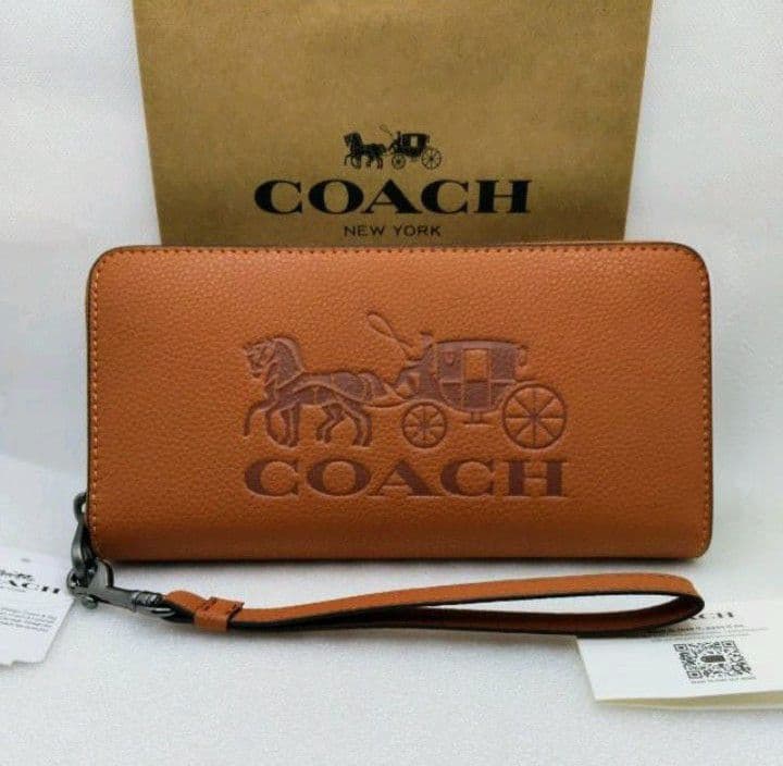 新品未使用コーチ長財布ホース&キャリッジオレンジブラウンレディースメンズ送料無料