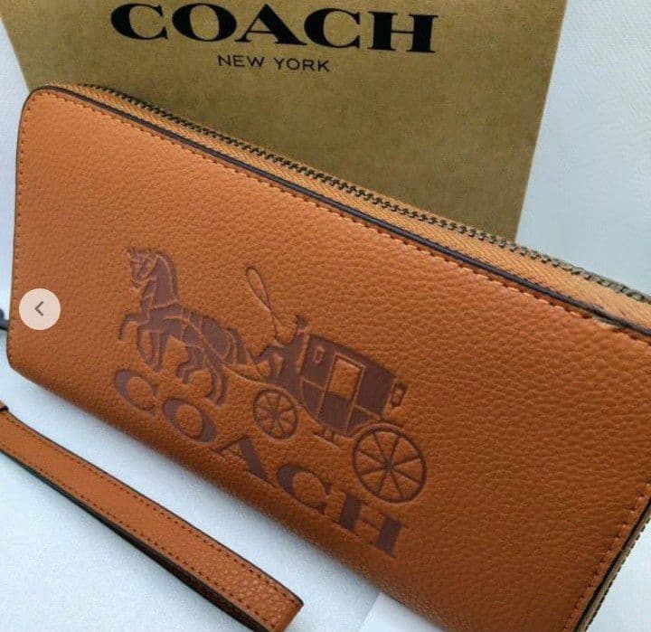新品未使用コーチ長財布ホース&キャリッジオレンジブラウンレディースメンズ送料無料