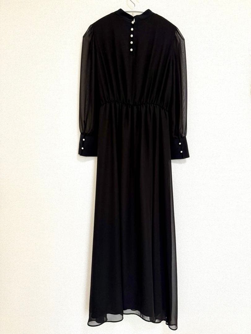 【美品】Rire fete リルフェテ パールデザインシフォンドレス 9号