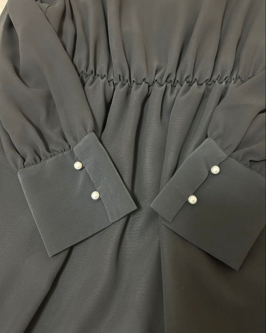 【美品】Rire fete リルフェテ パールデザインシフォンドレス 9号