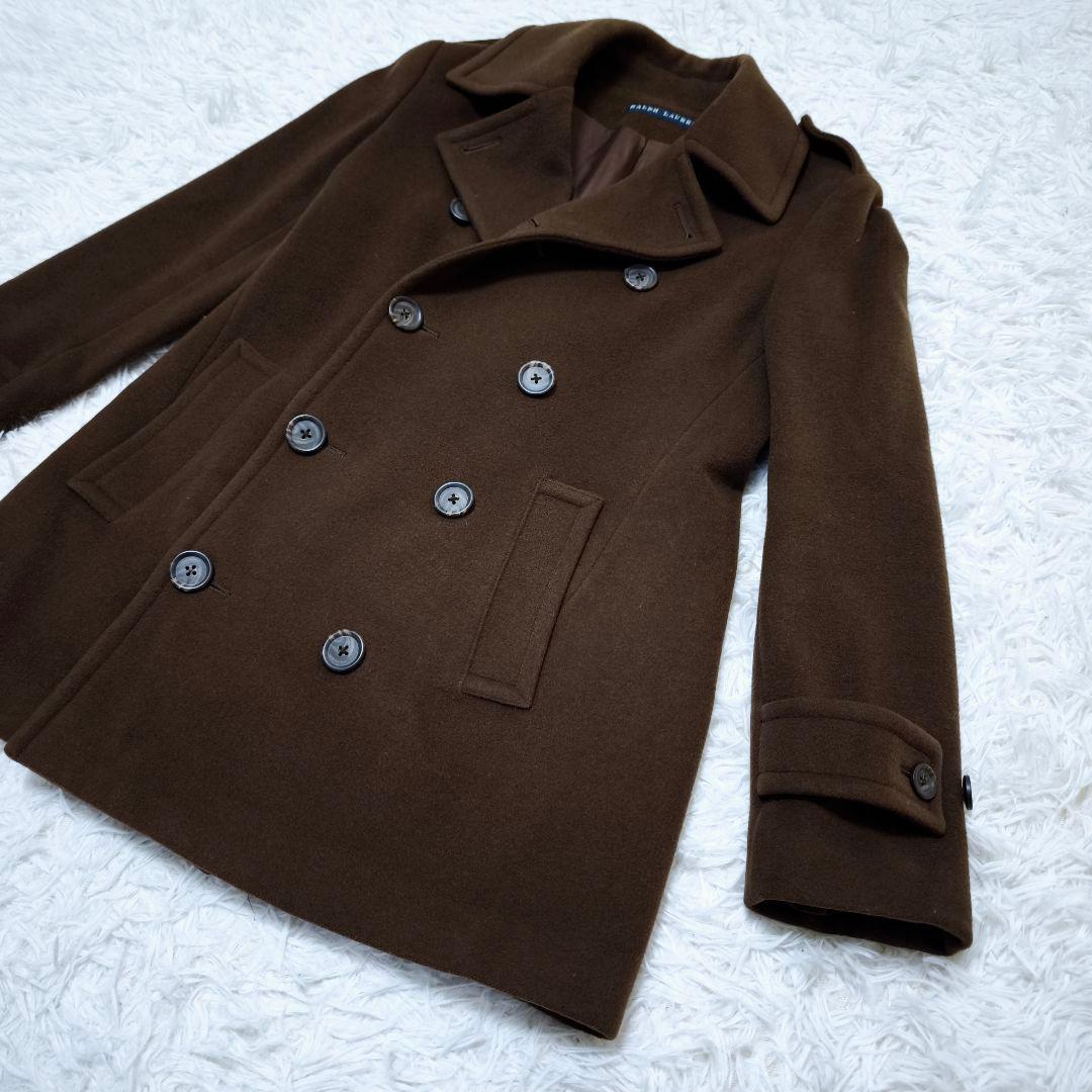 【美品】Ralph Lauren カシミヤ混 ヴィンテージ PコートブラウンM