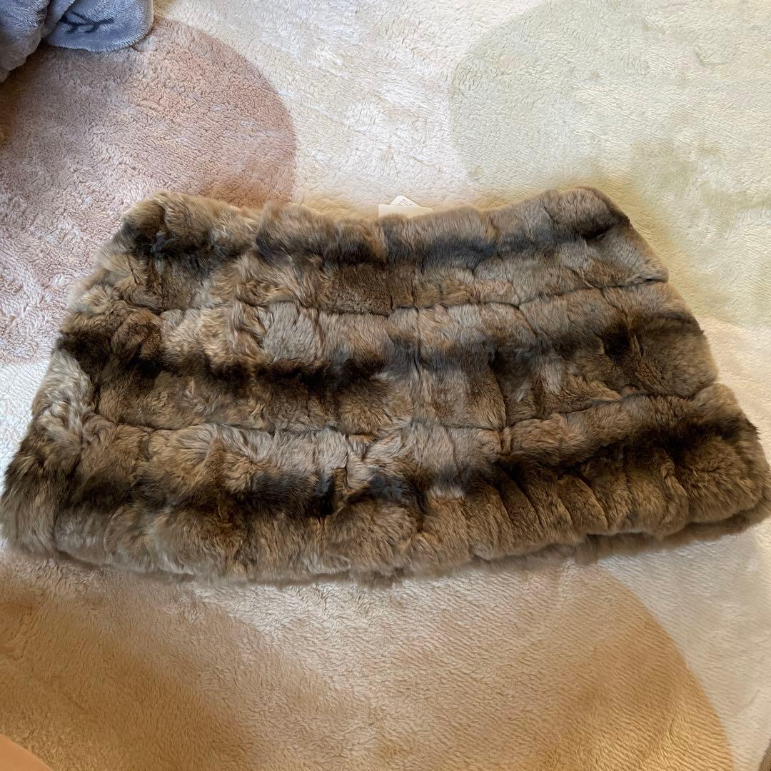 INDIVI ラビットファー　スヌード　ブラウン　タグ付き