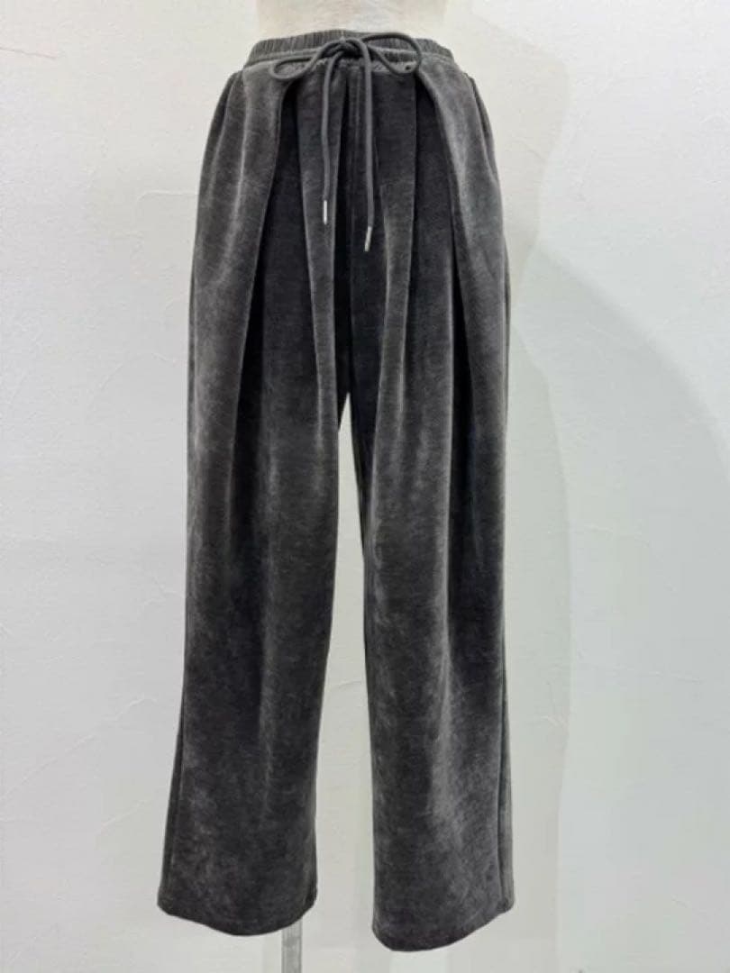 CYAN tokyo グレー ベルベット ワイドパンツ