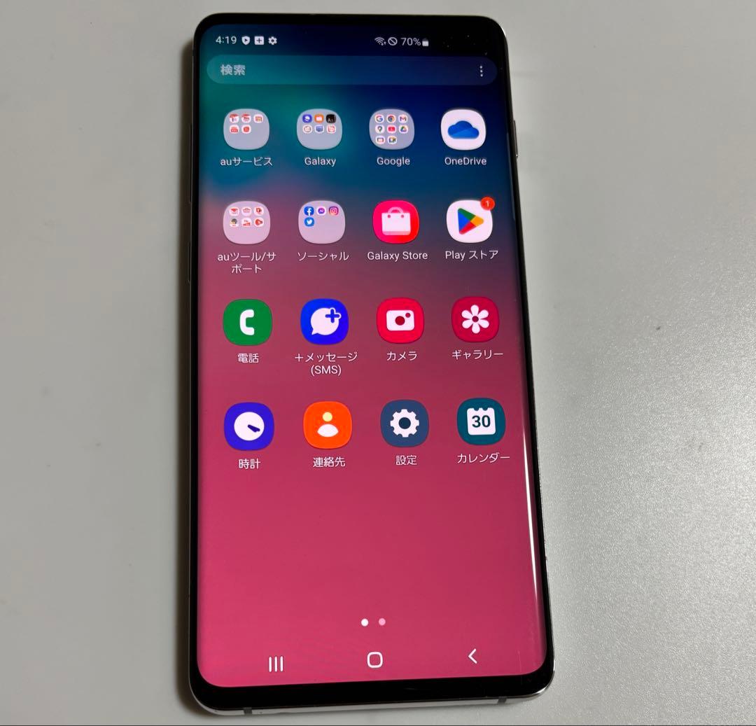 128G SCV42 Galaxy S10+ プリズムホワイト au SIMフリ