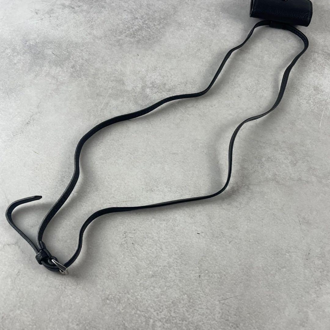 未使用に近い◎メゾンマルジェラ AirPodsケース ストラップ付 レザー 黒