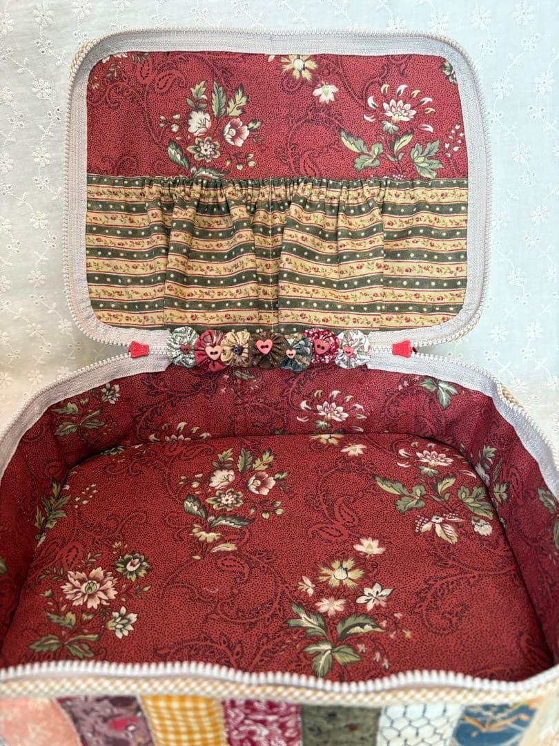 ♡ハンドメイド♡1点限り‼️ スーちゃんカントリーパッチワークBIGバニティポーチ