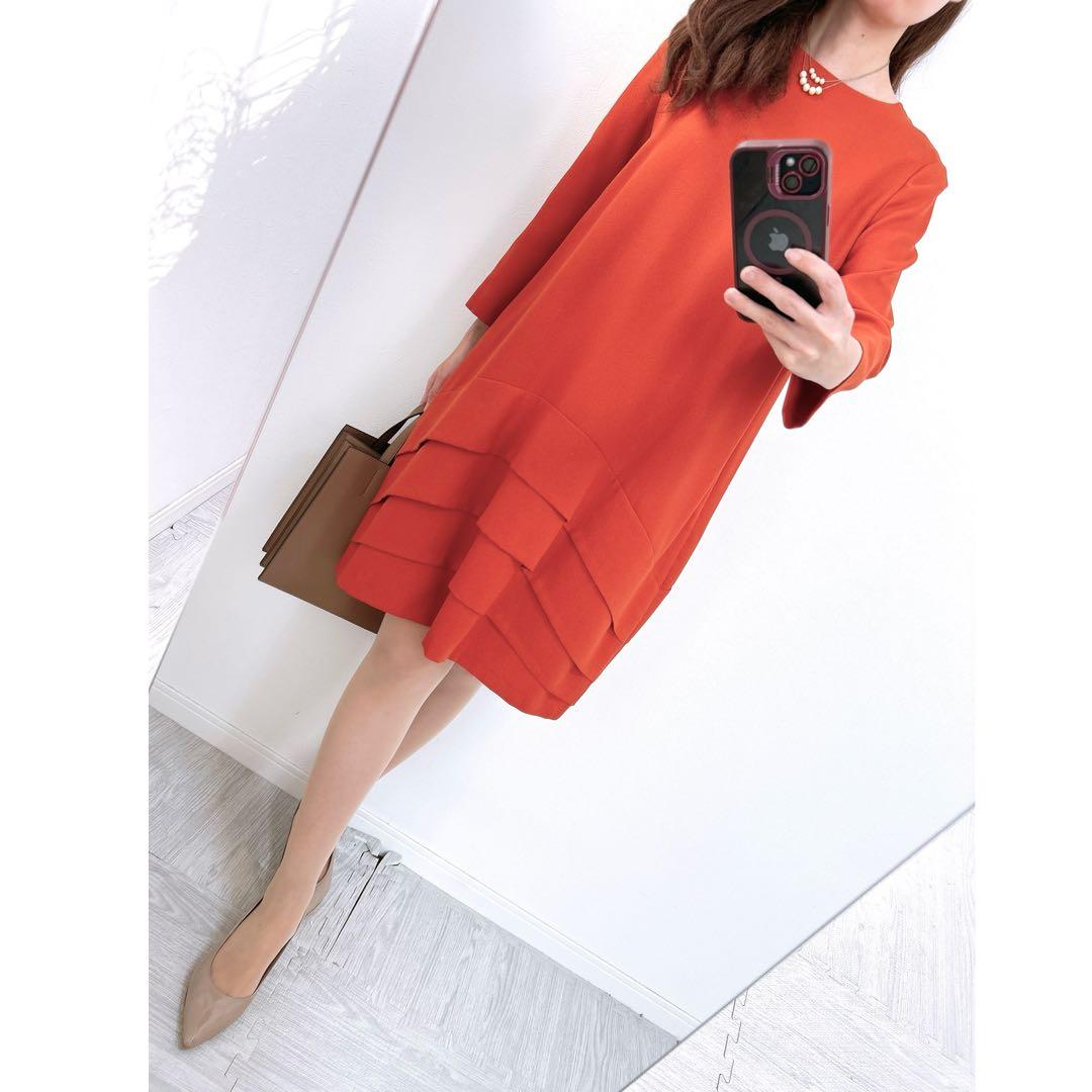 【美品✨】定価52,000円❤️アドーア✨サイズ36✨ワンピース✨日本製✨オレンジ