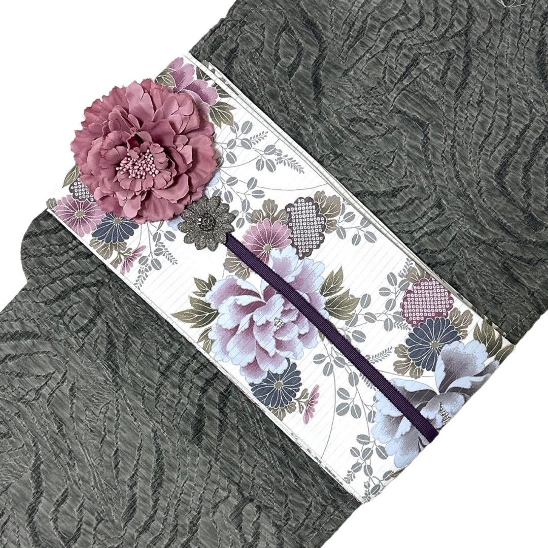 浴衣のみ　新作 1セットのみ 浴衣ジェンヌ シフォン素材 チャコールグレー