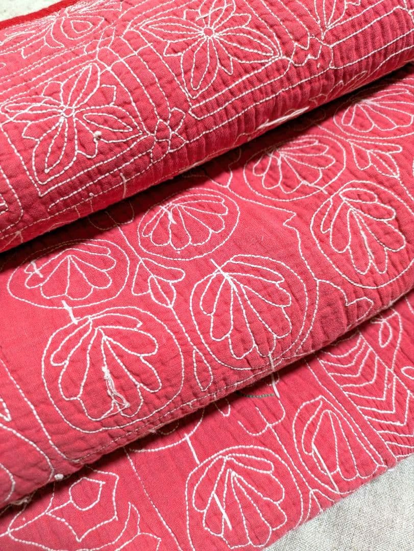 #167 ヴィンテージ ラリーキルト / カンタキルト ソファカバー /ラグ 赤