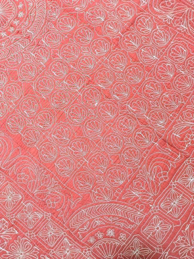 #167 ヴィンテージ ラリーキルト / カンタキルト ソファカバー /ラグ 赤