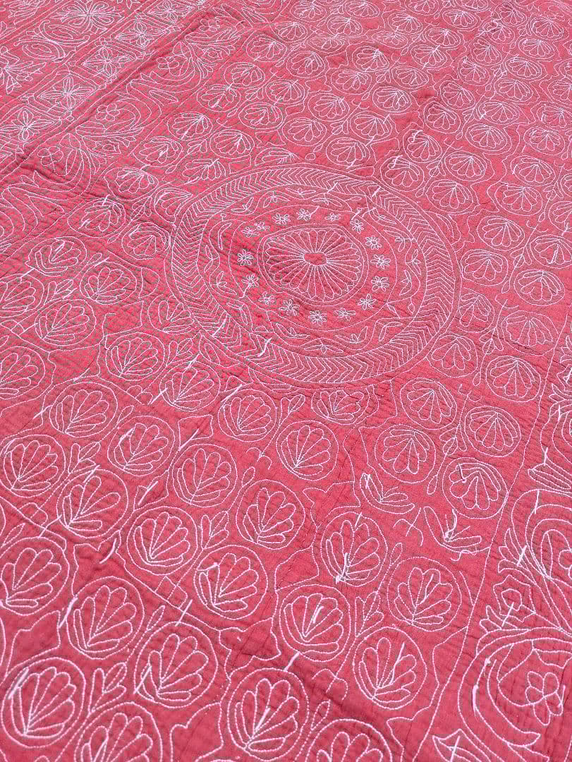 #167 ヴィンテージ ラリーキルト / カンタキルト ソファカバー /ラグ 赤