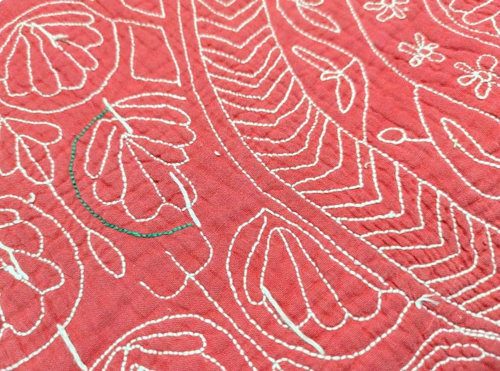 #167 ヴィンテージ ラリーキルト / カンタキルト ソファカバー /ラグ 赤