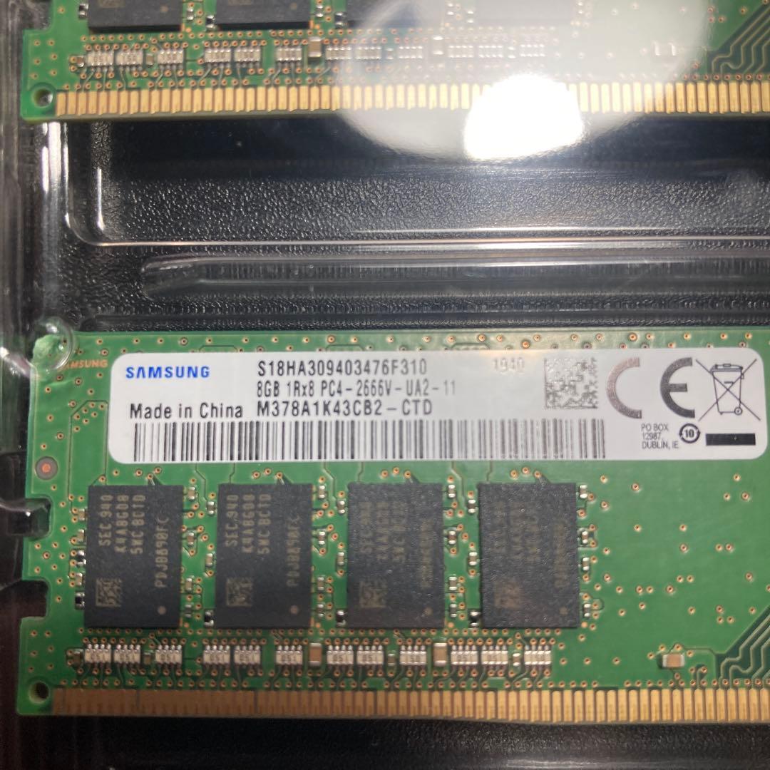 Samsung 8GB DDR4 メモリ PC4-2666V 2枚