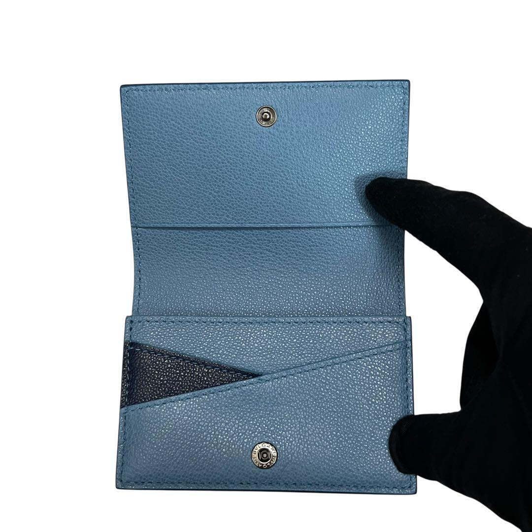 新品✨ブルガリ カードケース 名刺入れ サークルロゴ バイカラー ブルー メンズ