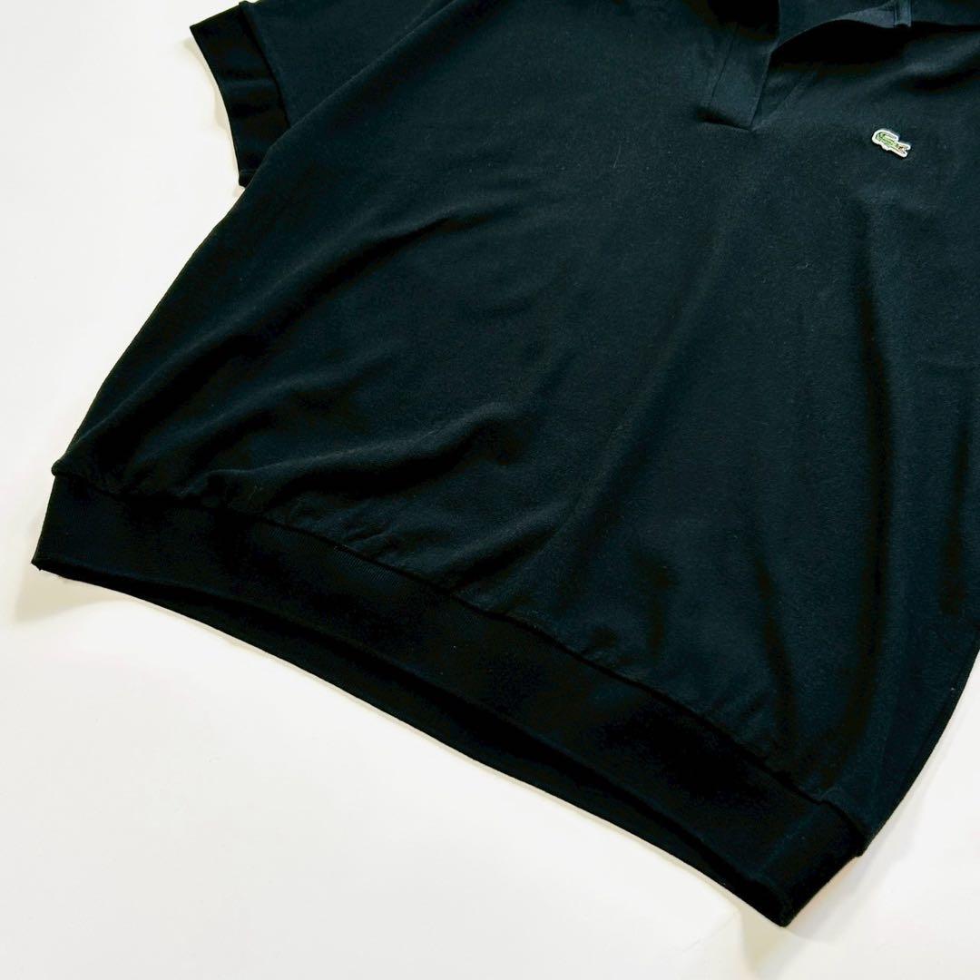 美品 ラコステ リラックスフィットピケポロシャツ ブラック コットン L