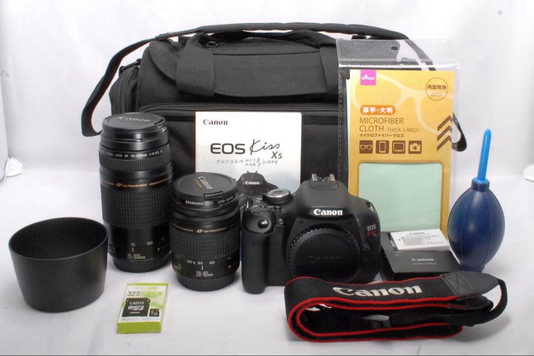 Canon EOS Kiss X5 ダブルレンズ カメラデビューバック付動作良好