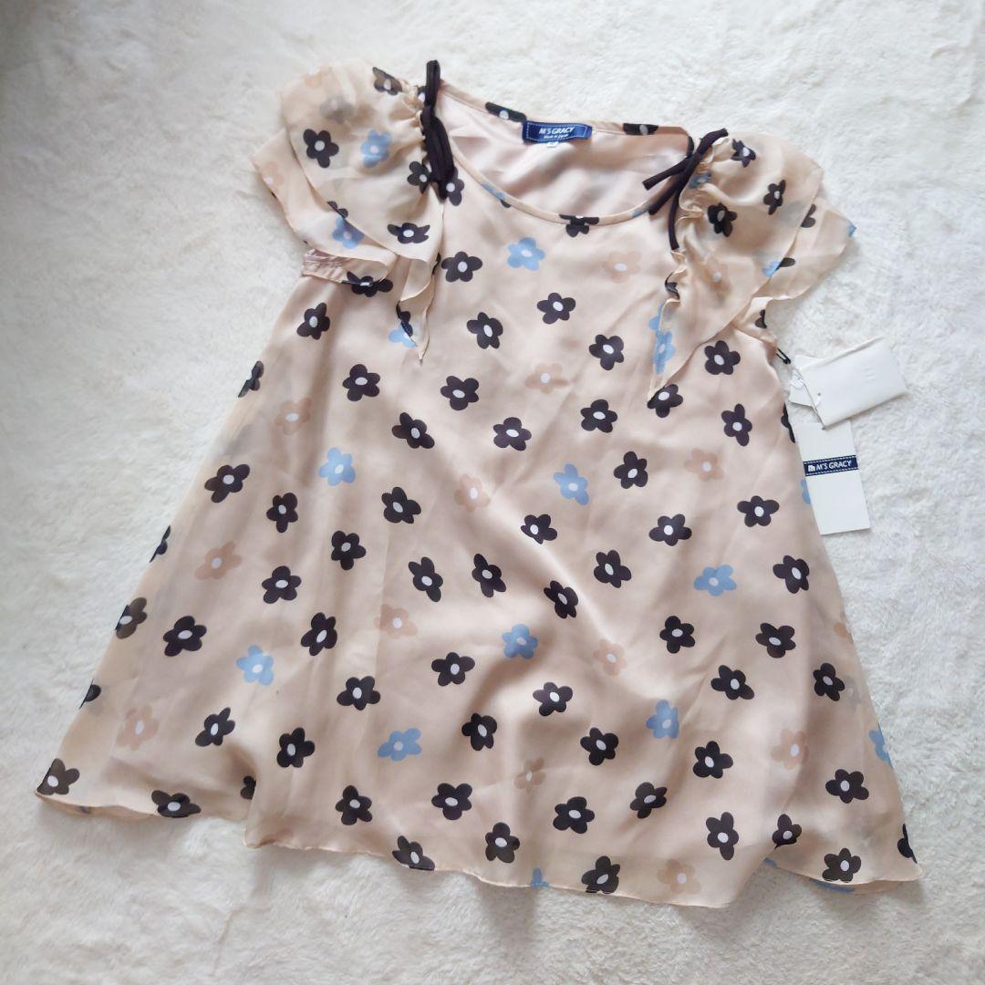 新品タグ付き M’S GRACY 花柄 リボン チュニック 大きいサイズ 42