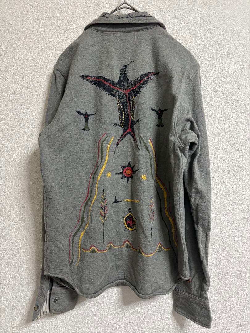 【レア品】 KAPITAL キャピタル 刺繍入りグレー長袖シャツ