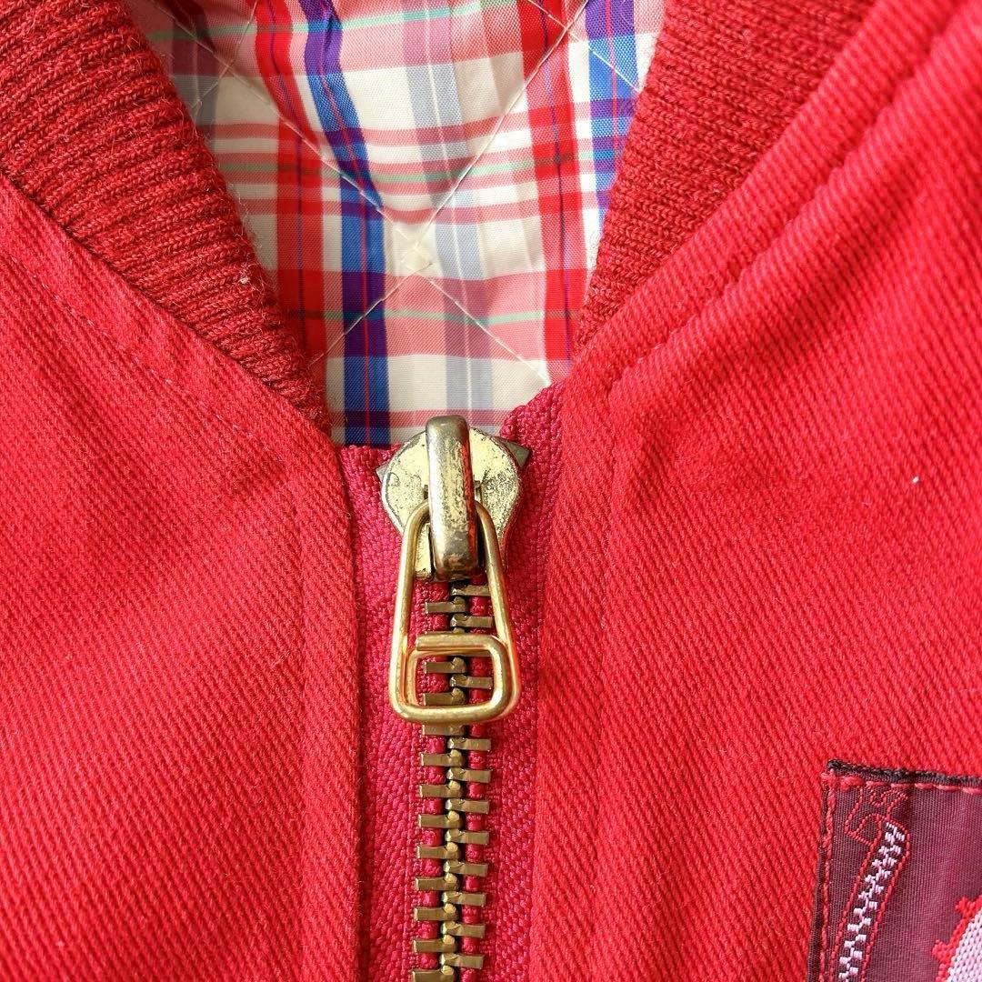 ピンクハウス ビンテージブルゾン ワッペン 裏地チェック 赤 フリーサイズ