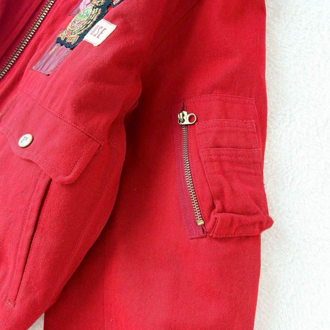 ピンクハウス ビンテージブルゾン ワッペン 裏地チェック 赤 フリーサイズ