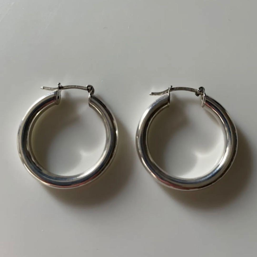 U.S vintage シルバー925 middle hoop ピアス