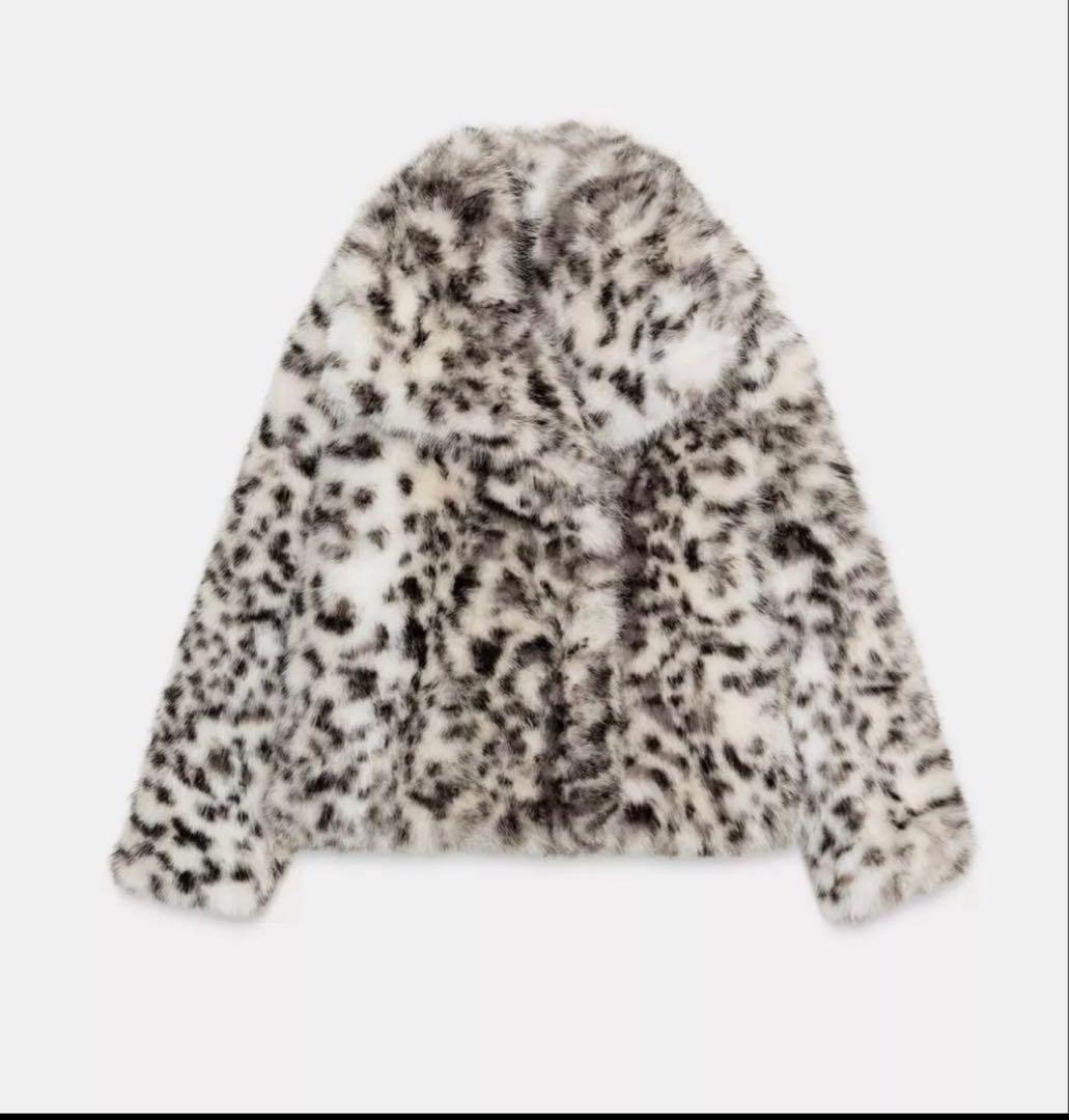 ZARA ヒョウ柄ファーコート Lサイズ