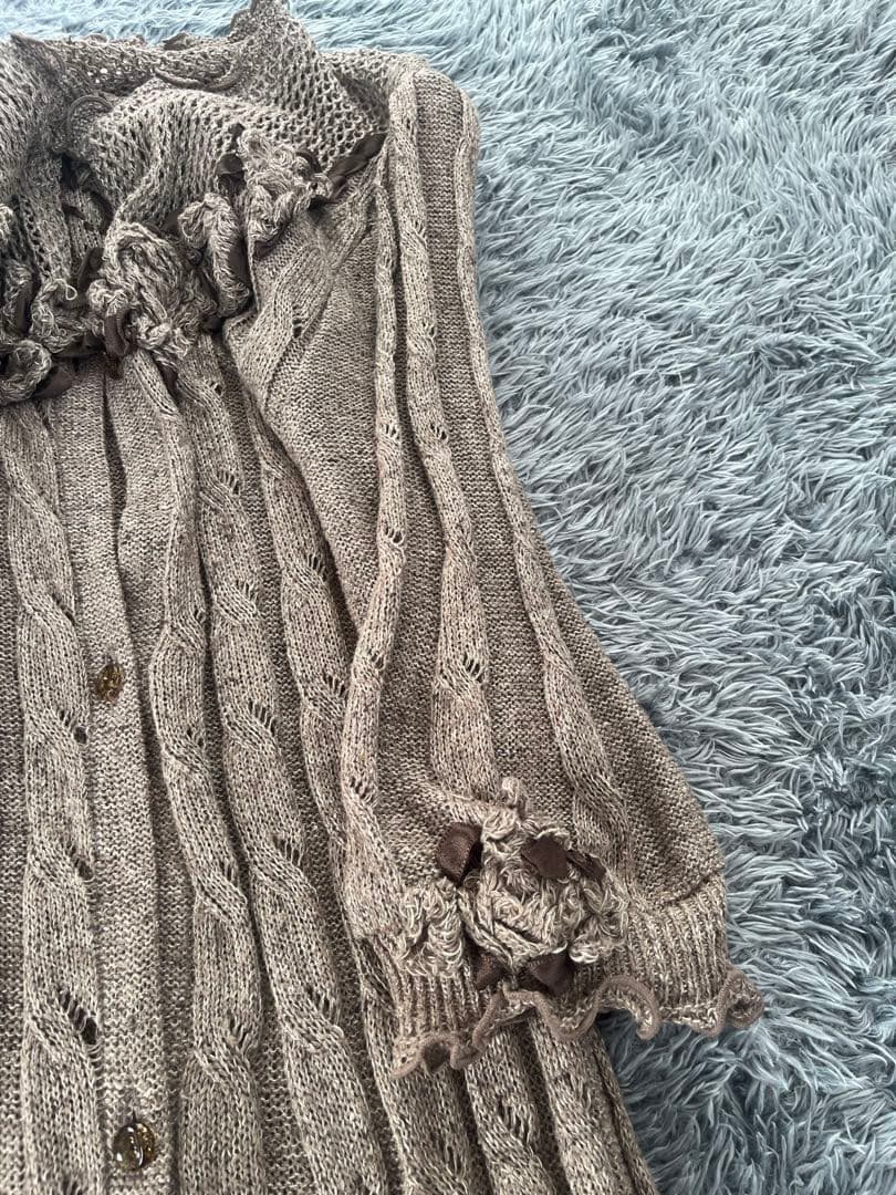 アトリエまりこ　シルクリネン　立体刺繍のマキシ丈ワンピース　アースカラー