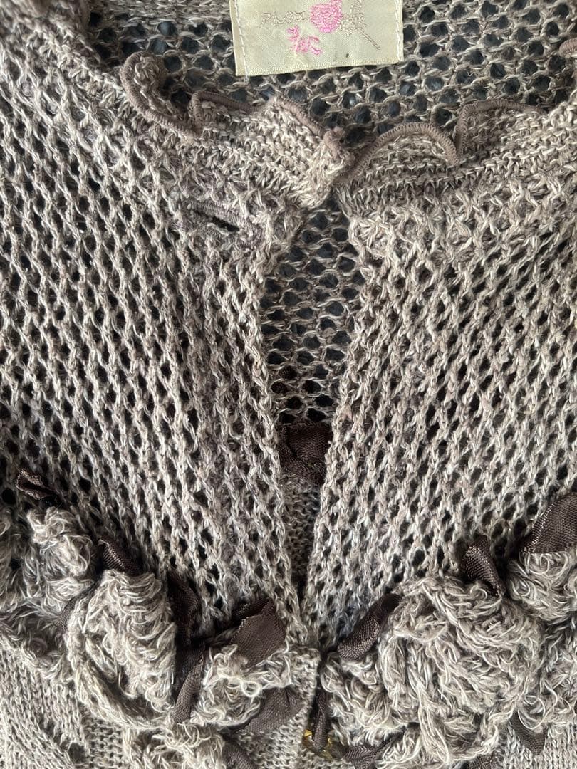 アトリエまりこ　シルクリネン　立体刺繍のマキシ丈ワンピース　アースカラー