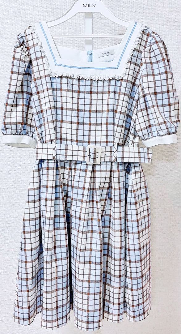 【完全最終値下】 GIRL POPS OP ワンピース サックス チェック 水色