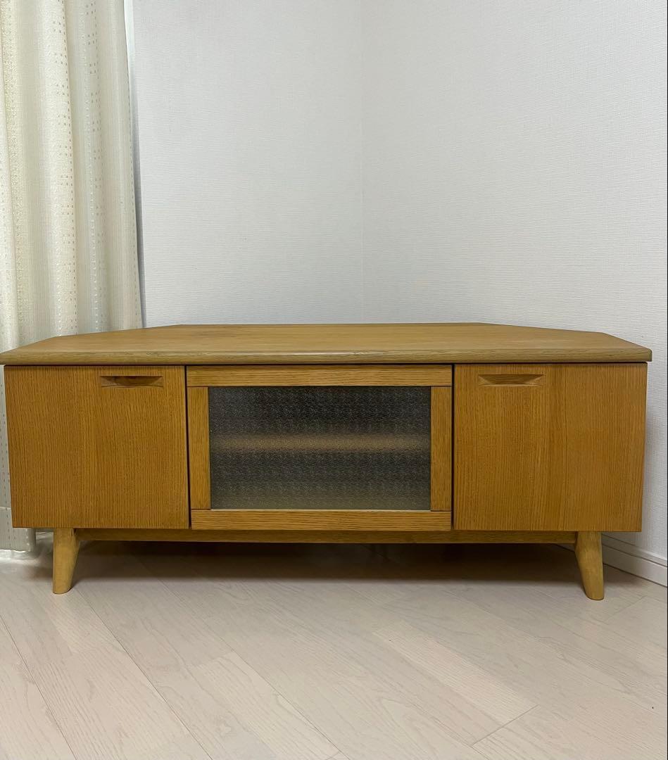 コーナー型テレビ台 脚付き　120×49.5 ベルメゾン　ナチュラル無垢材